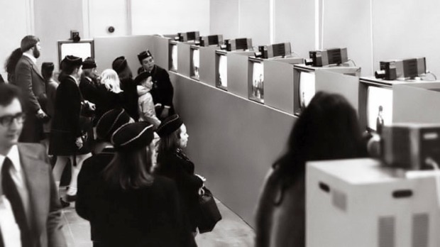 Progressive Recession, video installation 1974  First shown at The Video Show, Serpentine Gallery, London 1975